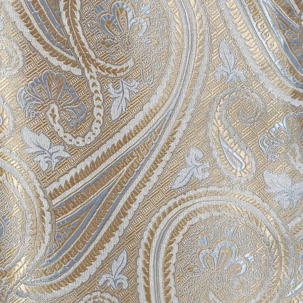 Paisley Dress Shirt Mens M Gold Blue Formal Wedding Groom Prom HOCO Event - Picture 3 of 5